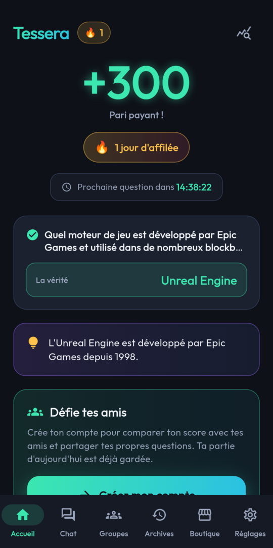 Écran de résultat et de score