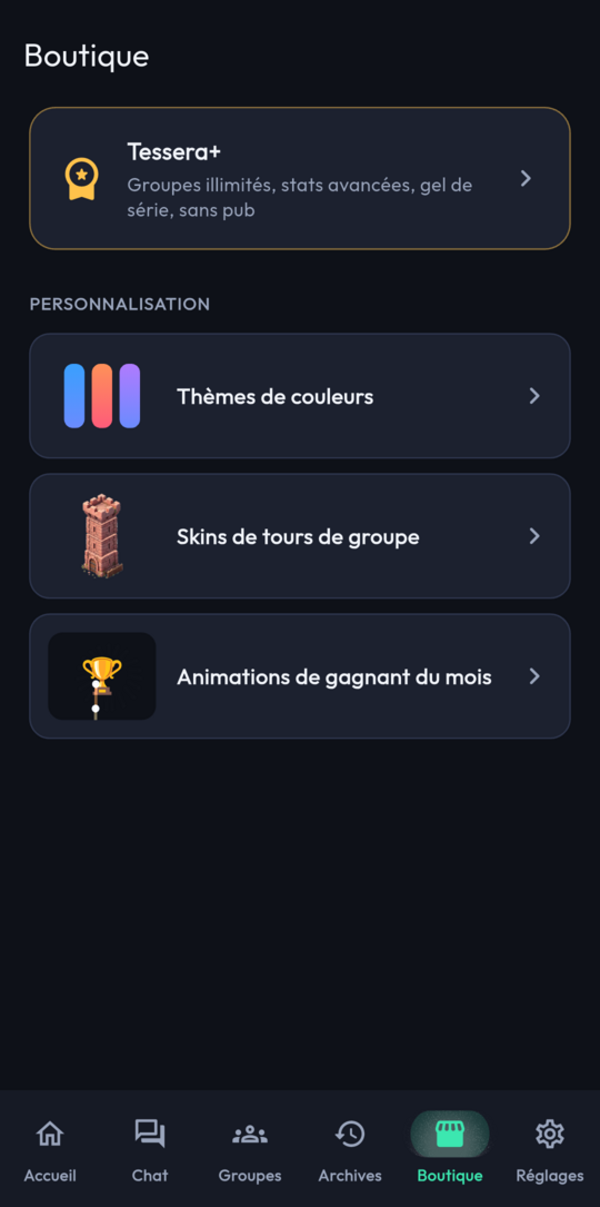 Personnalisation et boutique